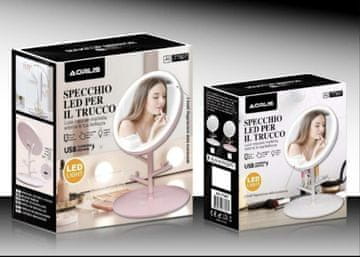 Aorlis Punjivo LED ogledalo sa svjetlom 17,5 cm/ tip C/ ružičasto