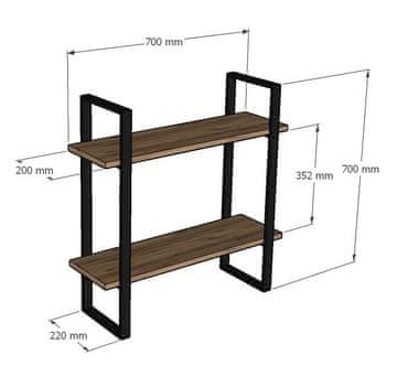 Woody Fashion Zidna polica, Buba - Sapphire Oak, Black