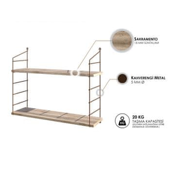 Woody Fashion Zidna polica, Smeđa, Armoni 2'li - Sacramento