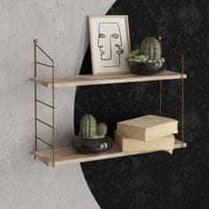 Woody Fashion Zidna polica, Smeđa, Armoni 2'li - Sacramento