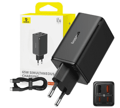 BASEUS GaN6 kućni punjač, 60W, 2x USB, 2x USB-C, crni (P10162701113-00)