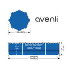 avenli Čelični bazen Super crna šuma AVENLI 366 x 100 cm