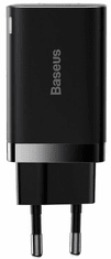 BASEUS Super Si Pro brzi kućni punjač USB + USB-C, 30W, crni (CCSUPP-E01)
