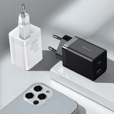 BASEUS Super Si Pro brzi kućni punjač USB + USB-C, 30W, crni (CCSUPP-E01)