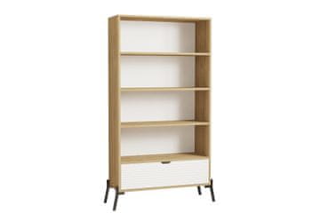 Woody Fashion Polica za knjige, Numana - Sapphire Oak, White