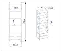 Woody Fashion Polica za knjige, Frida 60 Cm - White