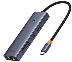 BASEUS priključna stanica, 1x HDMI 4K 30Hz, 2x USB 3.0+1xPD 100W+RJ45+SD/TF3.0 (B00052805813-00)
