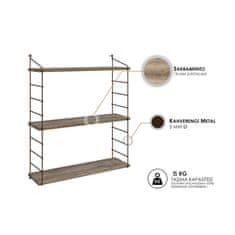 Woody Fashion Zidna polica, Smeđa, Armoni 3'lü - Sacramento