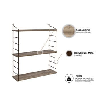 Woody Fashion Zidna polica, Smeđa, Armoni 3'lü - Sacramento