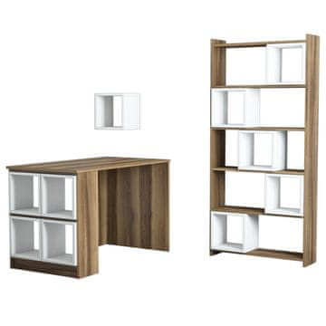 Woody Fashion Studijski stol i policu za knjige, Box - Walnut, White