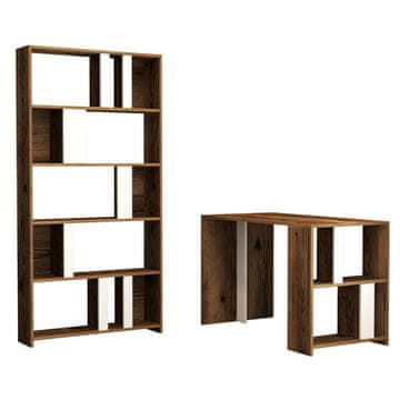 Woody Fashion Studijski stol i policu za knjige, Lima - Walnut, White