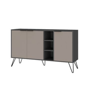 Woody Fashion Komoda, AntracitSvijetlo smeđa, Clara Console - Anthracite, Light Mocha