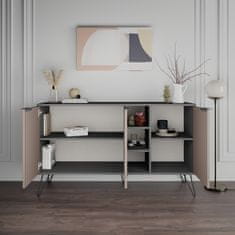 Woody Fashion Komoda, AntracitSvijetlo smeđa, Clara Console - Anthracite, Light Mocha