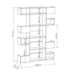 Woody Fashion Polica za knjige, hrast Antracit, Niho - Oak, Anthracite