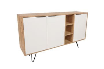 Woody Fashion Komoda, hrastBijela boja, Clara Console - Oak, White