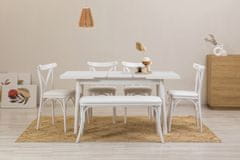 Woody Fashion Stol za blagovanje, Bijela boja, Vina - White