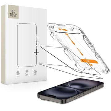 Tech-protect Quick Set 2x zaštitno staklo za iPhone 15 / 16, crno