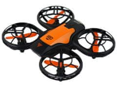 Lean-toys Baterija. LED dron za početnike 12 cm narančaste boje