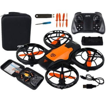 Lean-toys Baterija. LED dron za početnike 12 cm narančaste boje