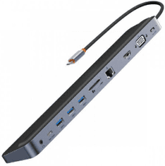 BASEUS priključna stanica, 11u1, 3x USB 3.0, 3,5 mm audio, USB-C, RJ45, HDMI, VGA (WKSX030013)