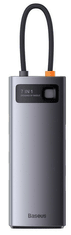 BASEUS Metal Gleam priključna stanica, 7u1, 3x USB 3.0, USB-C PD, 2x HDMI, RJ-45 (WKWG040113)