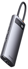 BASEUS Metal Gleam priključna stanica, 7u1, 3x USB 3.0, USB-C PD, 2x HDMI, RJ-45 (WKWG040113)