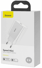 BASEUS Mini brzi kućni punjač, USB-C, 20W, bijeli (CCFS-SN02)