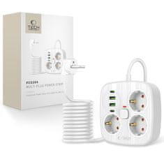 Tech-protect PCS3X4 produžni kabel 2x USB / 2x USB-C / 3 utičnice 2m, bijela