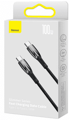 BASEUS Glimmer kabel, USB-C - USB-C, 100W, 1m, crni (CADH000701)
