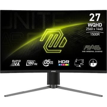 MSI Mag 27CQ6PF monitor, 27, WQHD, IPS, 180Hz, 0,5ms, zakrivljeni, crni (9S6-3CD94M-034)
