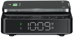 AIWA Radio budilica s bežičnim punjačem, crna (CR-30BK)