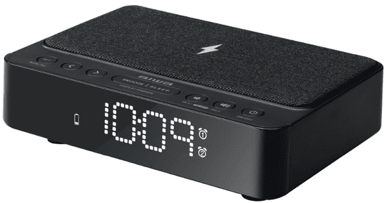 AIWA Radio budilica s bežičnim punjačem, crna (CR-30BK)