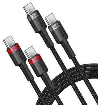BASEUS Cafule kabel, USB-C na USB-C, 100 W, 2 m, crni, 2 komada (P10318306003-01)