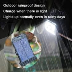 Netscroll Solarna LED svjetiljka sa sponom i senzorom pokreta, solarna lampa za dvorište, 3 načina osvjetljenja, IP65 vodootporna, bežična, crna, DeckClip