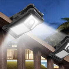 Netscroll Solarna LED svjetiljka sa sponom i senzorom pokreta, solarna lampa za dvorište, 3 načina osvjetljenja, IP65 vodootporna, bežična, crna, DeckClip