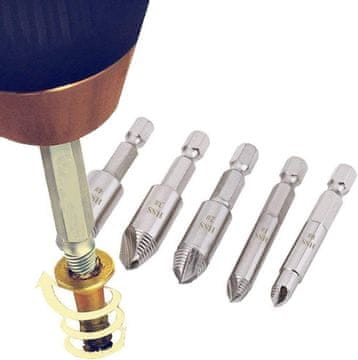 Netscroll Komplet za uklanjanje oštećenih vijaka, ScrewRemover, 5-dijelni set izvlakača s univerzalnim šesterokutnim prihvatom, kaljeni čelik, kutija, ScrewRemover.