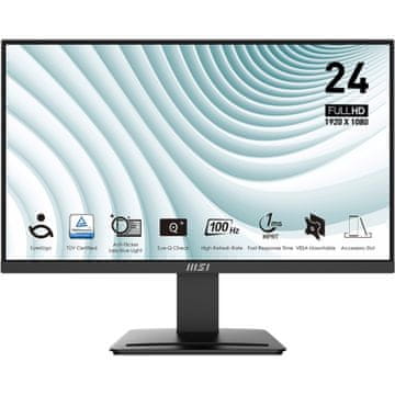 MSI PRO MP2412 monitor, FHD, VA, 100Hz, crni