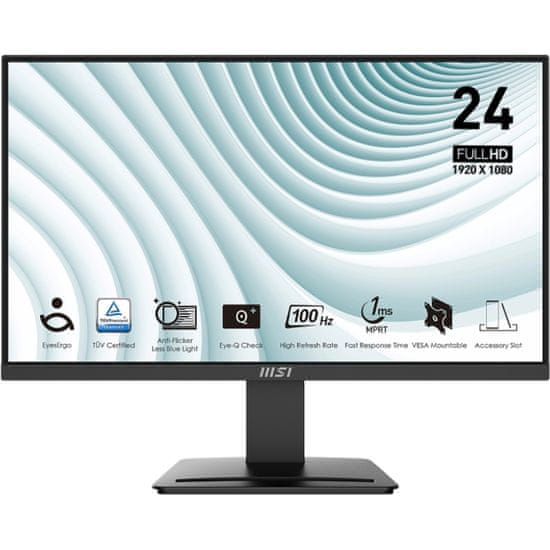 MSI PRO MP2412 monitor, FHD, VA, 100Hz, crni