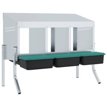 Vidaxl Kućica za gnijezdo za kokoši s 3 odjeljka s nogama, pocinčani čelik