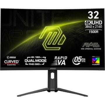 MSI MAG 321CUPDF monitor, UHD, VA, 160 Hz, crni