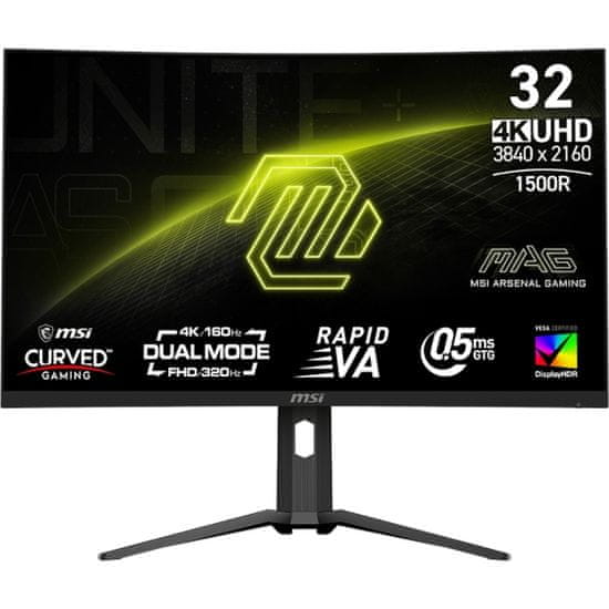 MSI MAG 321CUPDF monitor, UHD, VA, 160 Hz, crni