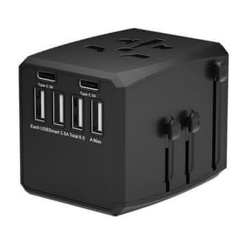MicroConnect Putni punjač, 4x USB-A, 2x USB-C EU, UK, US i AUS/NZ