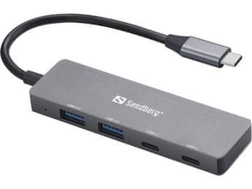 Sandberg USB-C hub, 4-u-1 2x USB-A, 2x USB-C