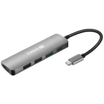 Sandberg USB-C Dock HDMI+3xUSB+PD 100W priključna stanica