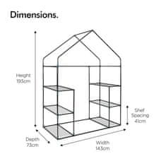 VonHaus Staklenik 193 x 73 x 143cm