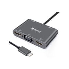Sandberg USB-C Dock 2xHDMI+1xVGA+USB+PD priključna stanica