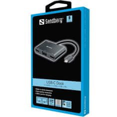 Sandberg USB-C Dock 2xHDMI+1xVGA+USB+PD priključna stanica