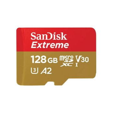SanDisk Extreme microSDXC 128GB + SD adapter 190MB/s & 90MB/s A2 C10 V30 UHS-I U3