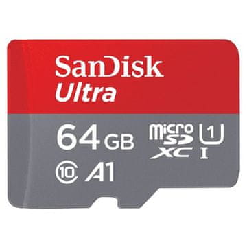SanDisk Ultra microSDXC 64GB + SD adapter 140MB/s A1 razred 10 UHS-I