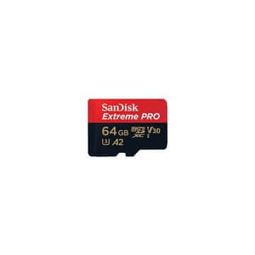 SanDisk Extreme PRO microSDXC 64GB + SD adapter do 200MB/s & 90MB/s A2 C10 V30 UHS-I U3